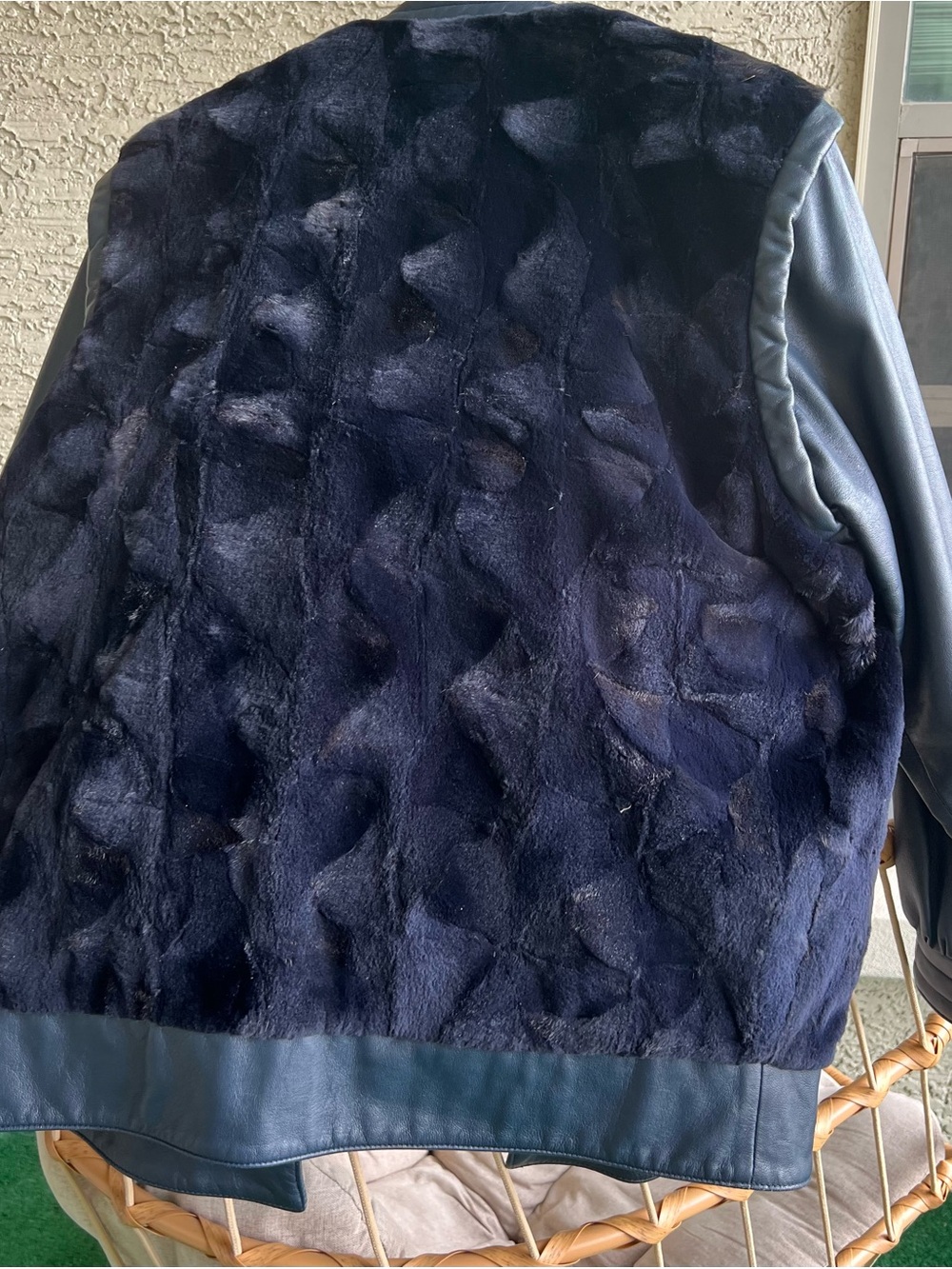 Women's Navy Fur & Leather-Trim Jacket